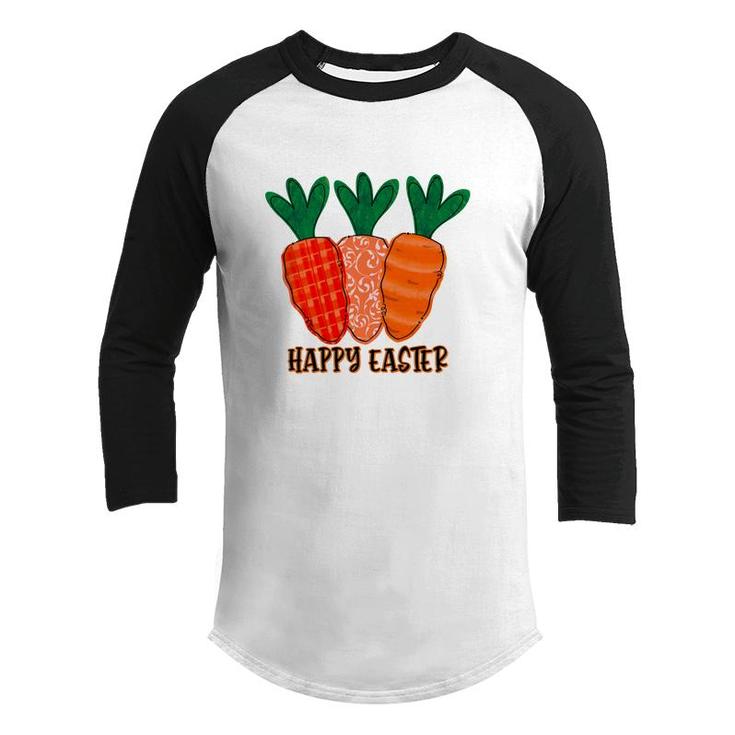 Happy Easter Day Three Carrots Happy Easter Day Youth Raglan Shirt