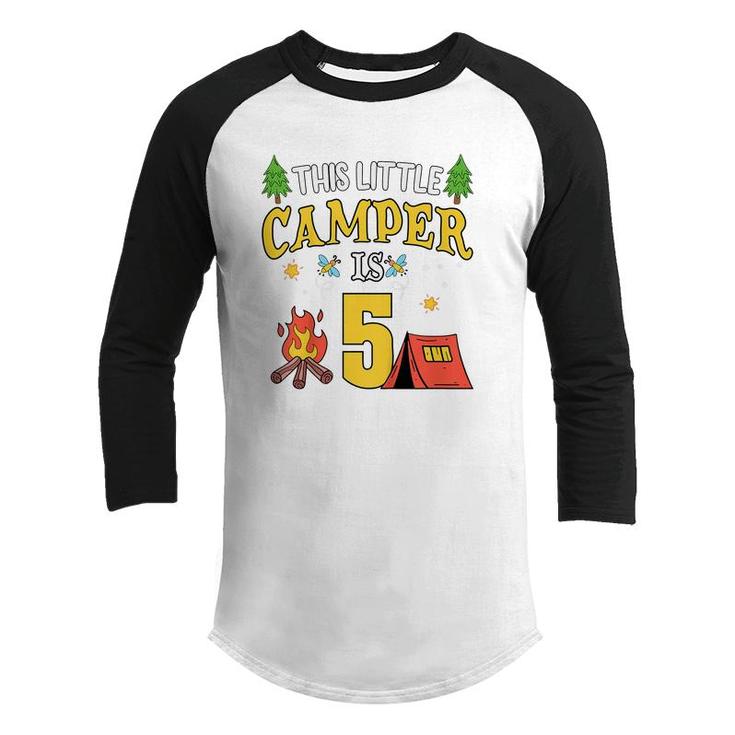 Kids Funny 5Th Camping Birthday Camper Lover 5 Year Old Gifts  Youth Raglan Shirt