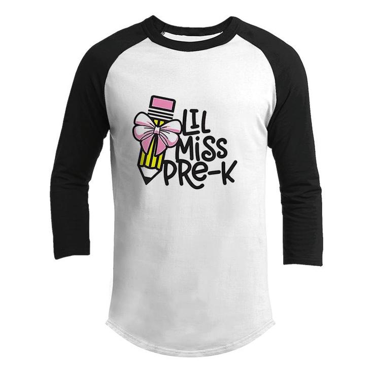 Kids Little Miss PreK Back To School Pre Kindergarten  Youth Raglan Shirt
