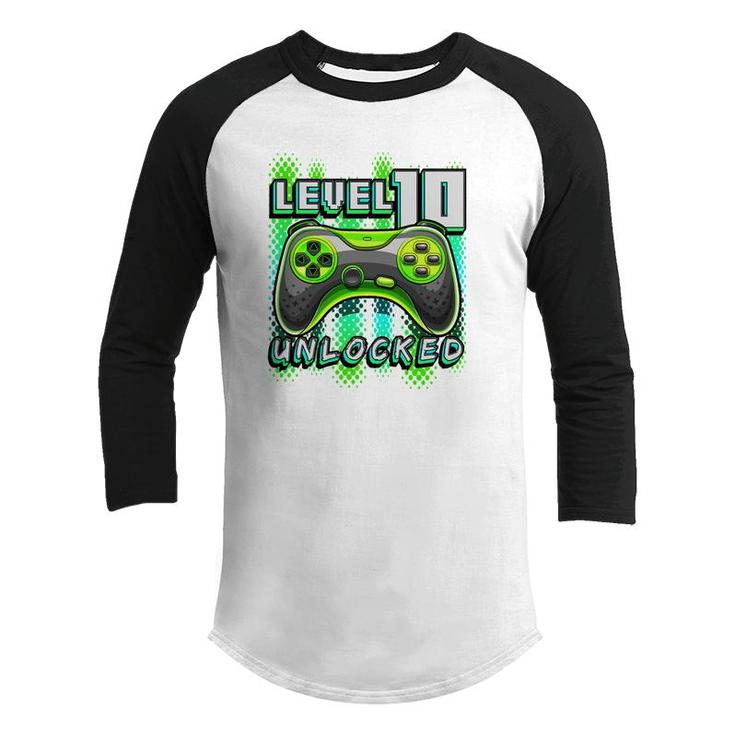 Level 10 Unlocked Game 10Th Birthday Gamer Boys Youth Raglan Shirt