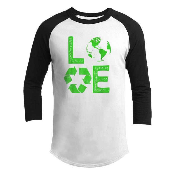 Love Earth Day 90S Planet Vintage Recycling Kids Or Teacher Youth Raglan Shirt