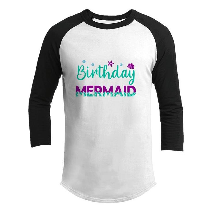 Mermaid Matching Family Birthday Blue Purple Youth Raglan Shirt