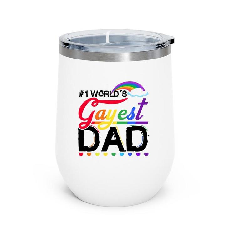 1 World's Gayest Dad Lgbt Pride Month Rainbow Wine Tumbler