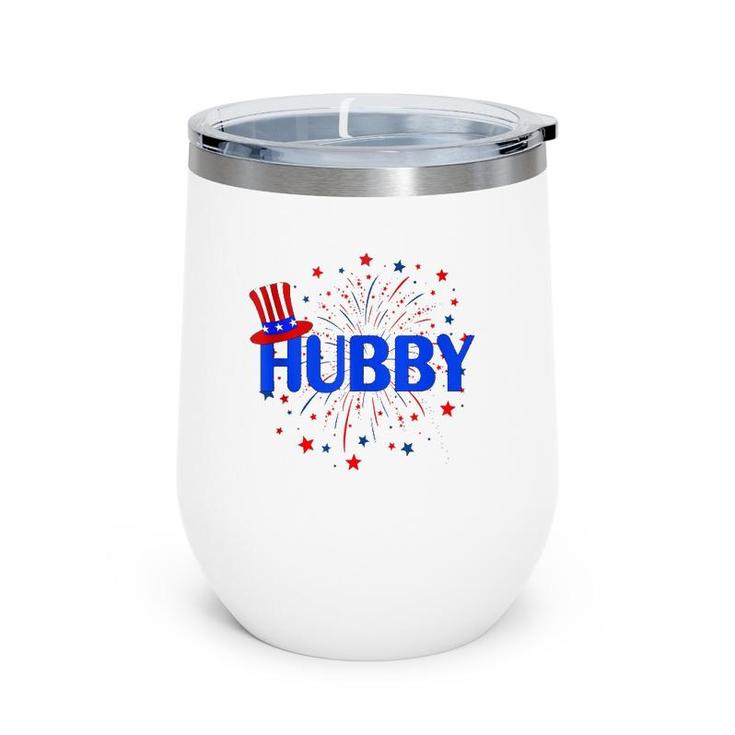 4Th July Hubby Patriotic Couple Matching Tank Top Wine Tumbler