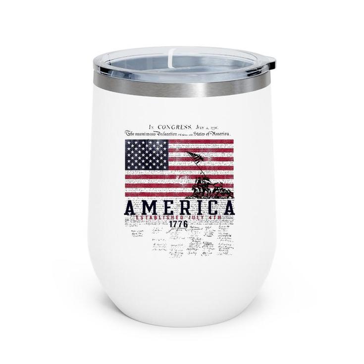 4Th Of July America Established July 4Th 1776 Ver2 Wine Tumbler
