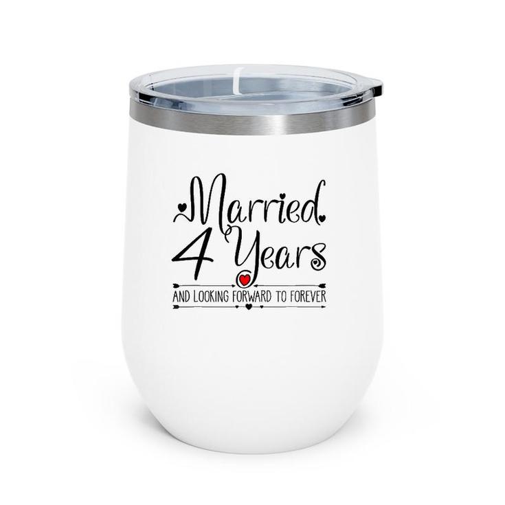 4Th Wedding Anniversary Gifts For Her Just Married 4 Years Wine Tumbler