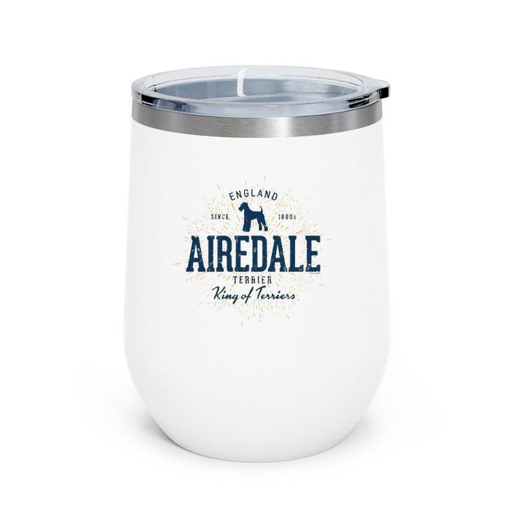 Airedale Terrier Vintage Airedale  Wine Tumbler