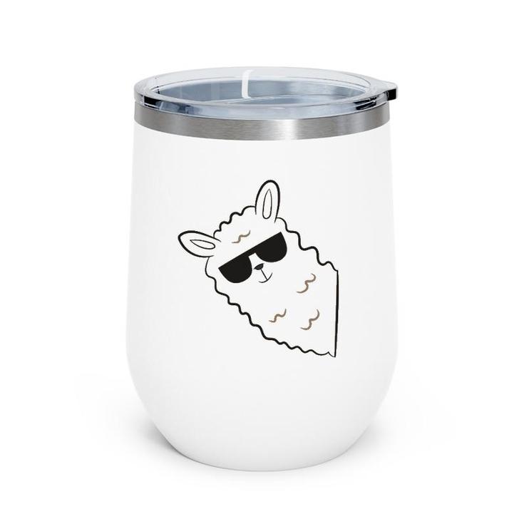 Alpaca Lover Llama With Sunglasses Cute Llama Alpaca Wine Tumbler