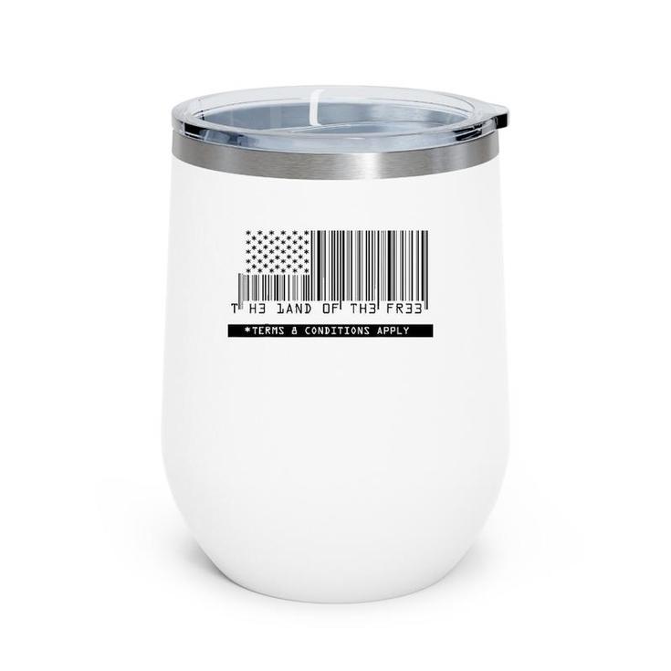 American Flag - The Land Of The Free - Barcode Wine Tumbler