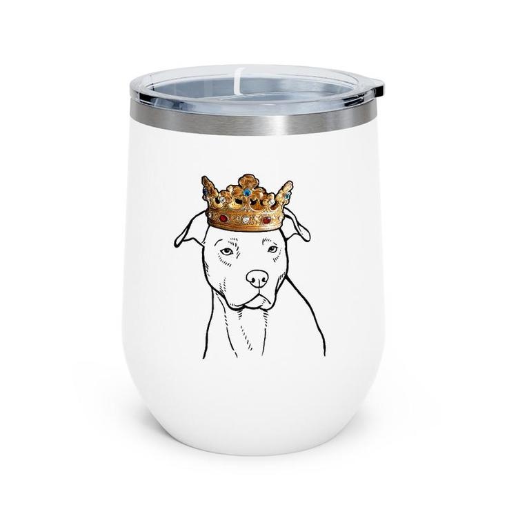 American Pit Bull Terrier Dog Wearing Crown Wine Tumbler
