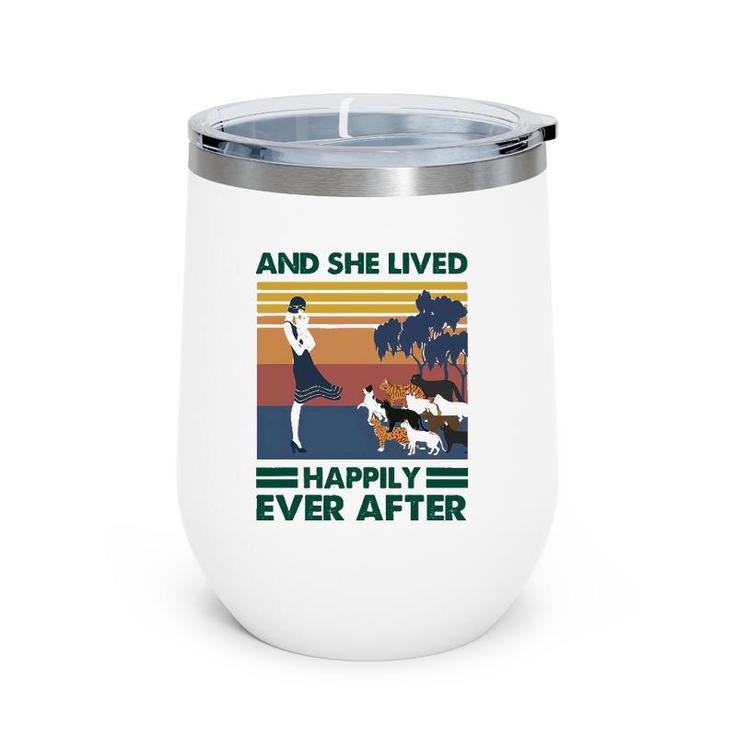 And She Lived Happily After Ever Cat Wine Tumbler