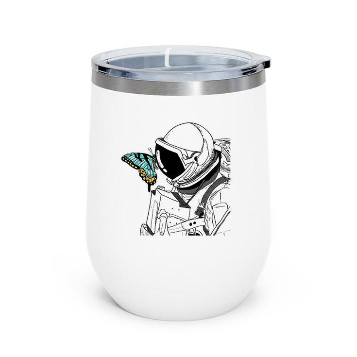 Astronaut Butterfly Art Cute Spaceman Insect Surrealism Gift Wine Tumbler