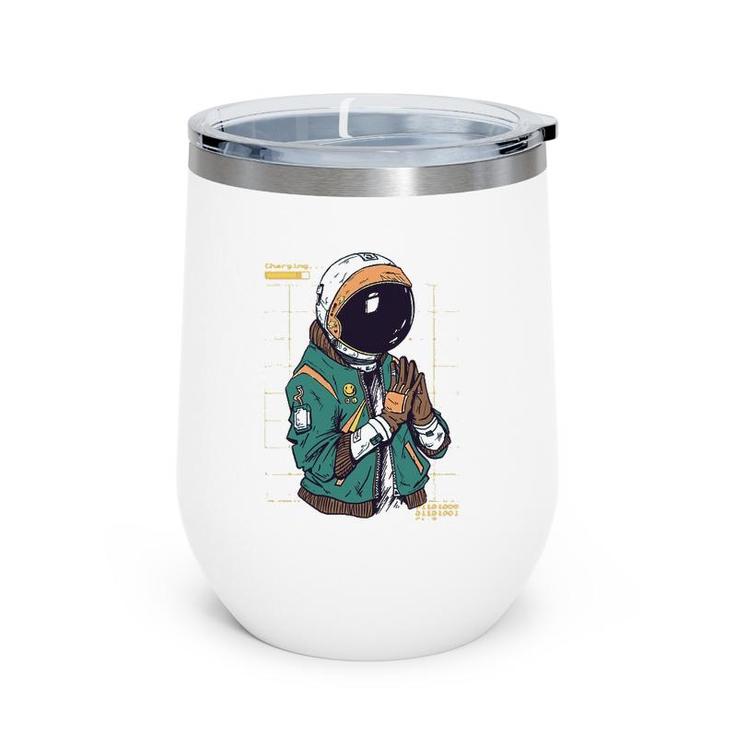 Astronaut Space Travel Retro Aesthetic Streetwear Wine Tumbler