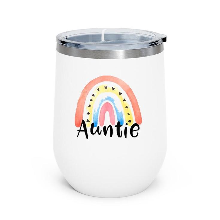 Auntie Rainbow For Women Aunt Christmas Mother's Day Niece  Wine Tumbler