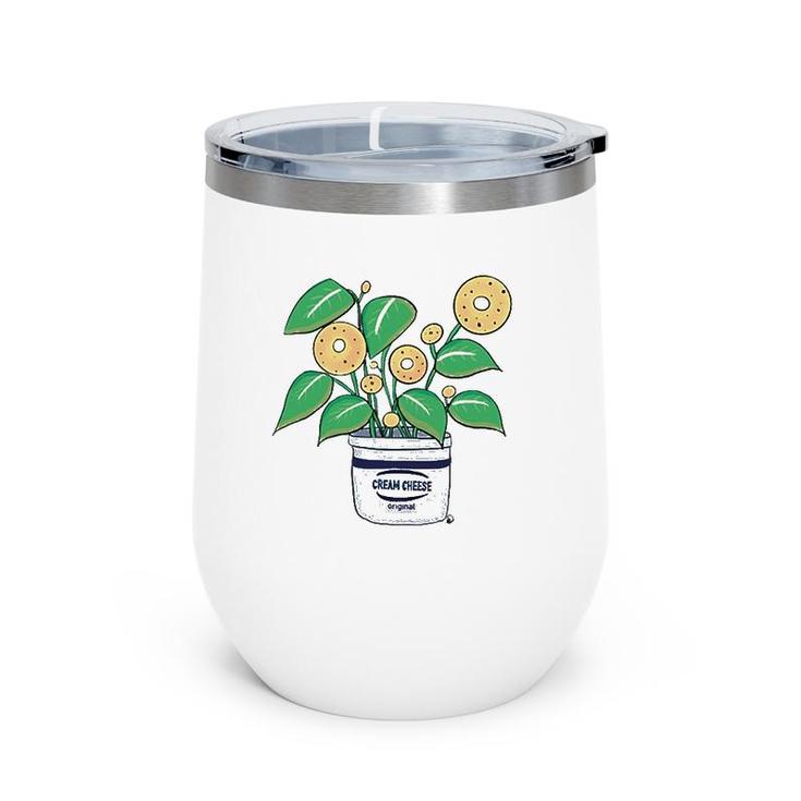 Bagel Plant In A Cream Cheese Planter Funny Wine Tumbler