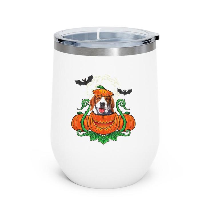 Beagle Costume Halloween Pumpkin Halloween Funny Dog Gift Wine Tumbler