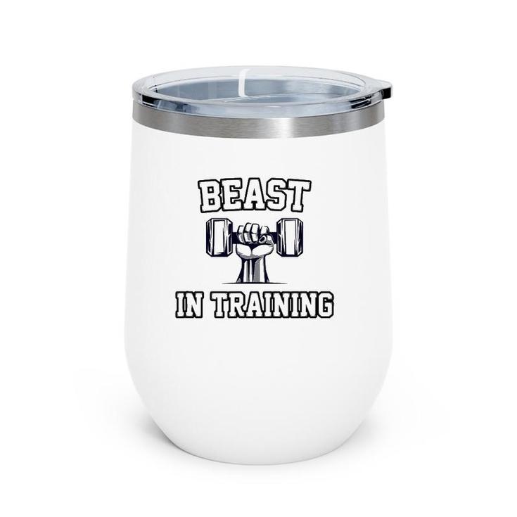 Beast In Training Son Bodybuilder Workout Dad Matching Wine Tumbler