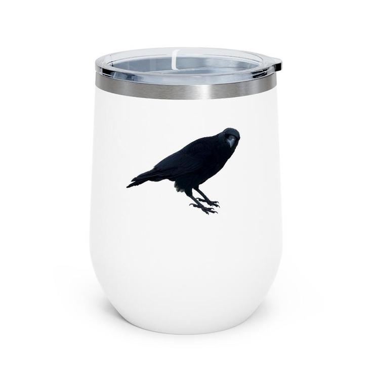 Beautiful Curious Black Crow Raven Bird Silhouette Wine Tumbler