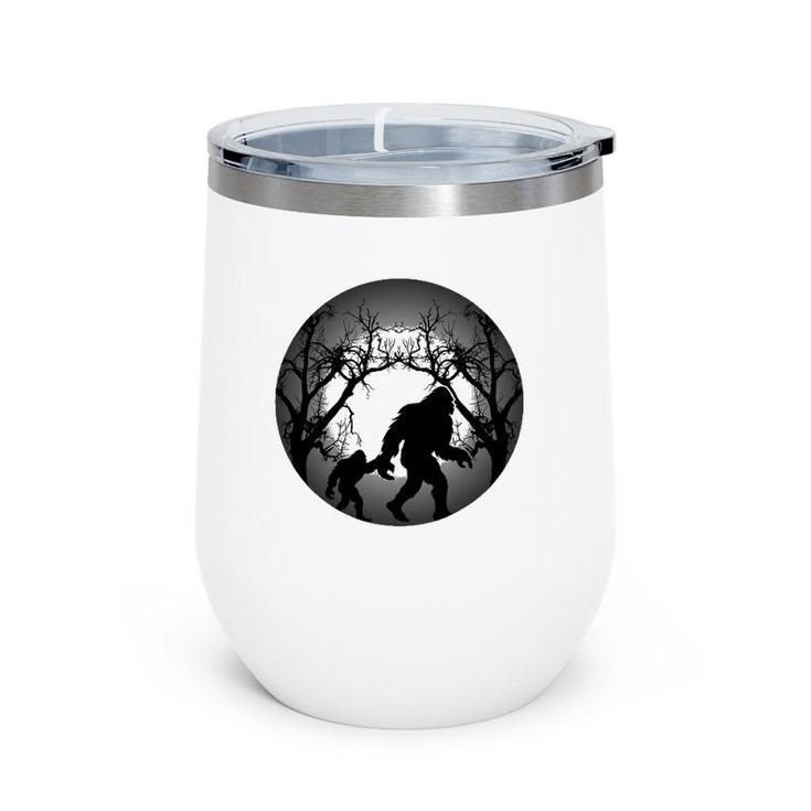 Bigfoot And His Son Wild Outdoor Yeti Father's Day Gift Wine Tumbler