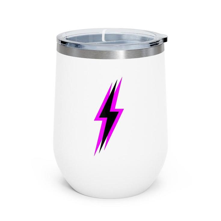 Black And Purple Lightning Bolt Wine Tumbler