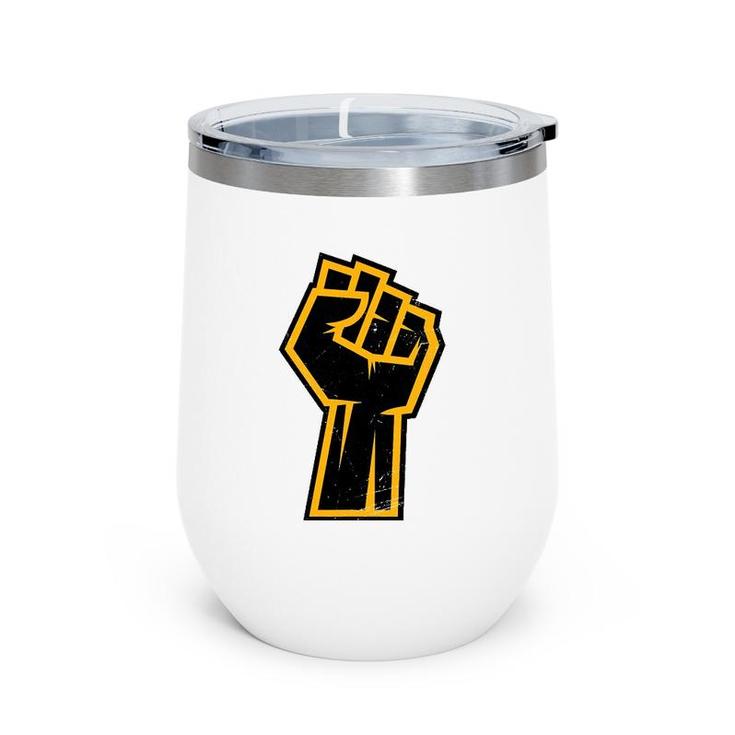 Black History Month African American Golden Protest Fist Wine Tumbler