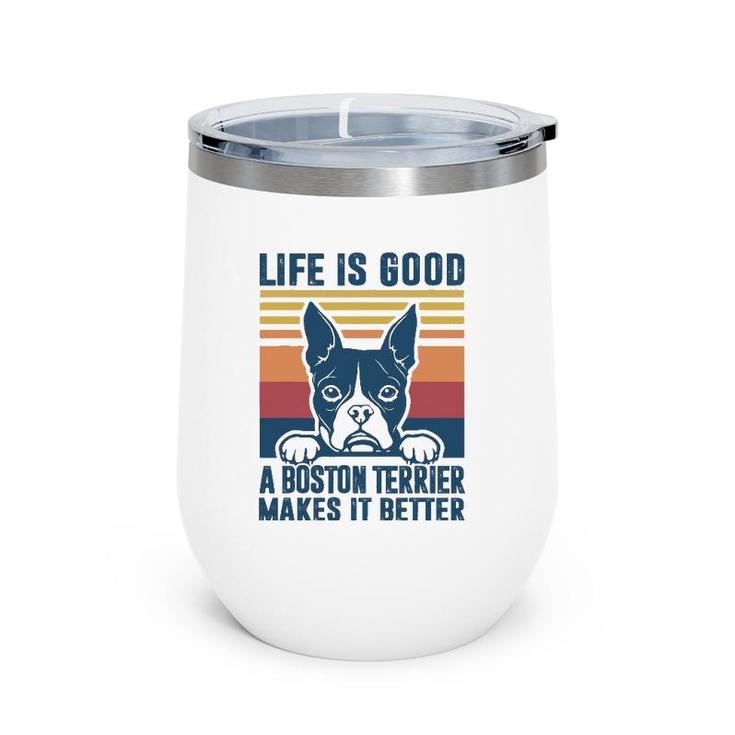 Boston Terrier Gifts For Women Men Boston Terrier Dad Mom Wine Tumbler