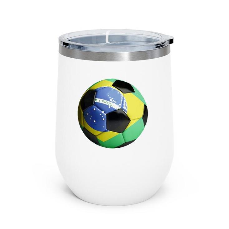 Brazil Flag Football Soccer Ball  Wine Tumbler