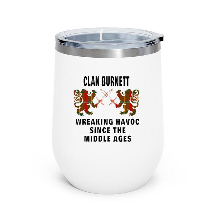 Burnett Scottish Clan Family Kilt Tartan Lion Wine Tumbler