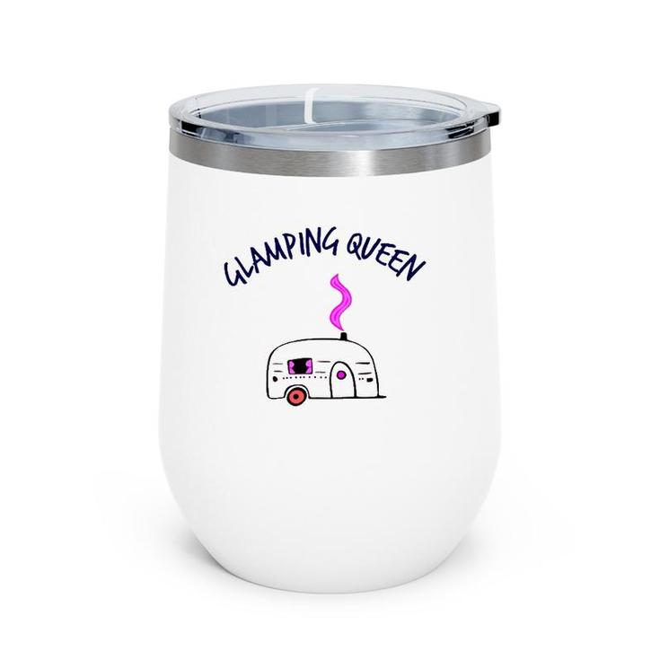 Camping And Glamping Tees Glamping Queen Happy Glamper Tee Wine Tumbler