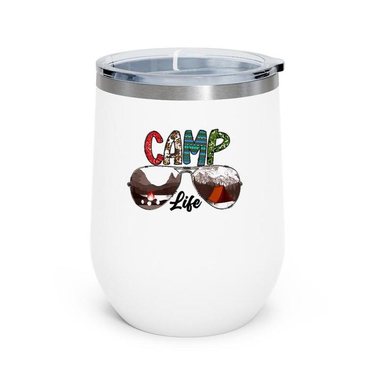 Camping Life With Sunglasses Sunset Tent  Wine Tumbler