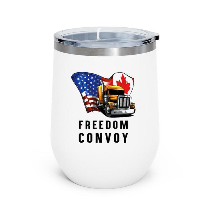 Canada Flag Freedom Convoy 2022 Canadian Trucker Maple Leaf  Wine Tumbler