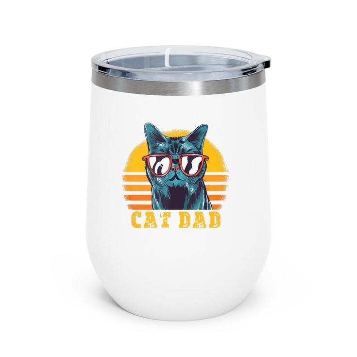 Cat Dad - Vintage Cat Sunglasses - Best Cat Dad Wine Tumbler