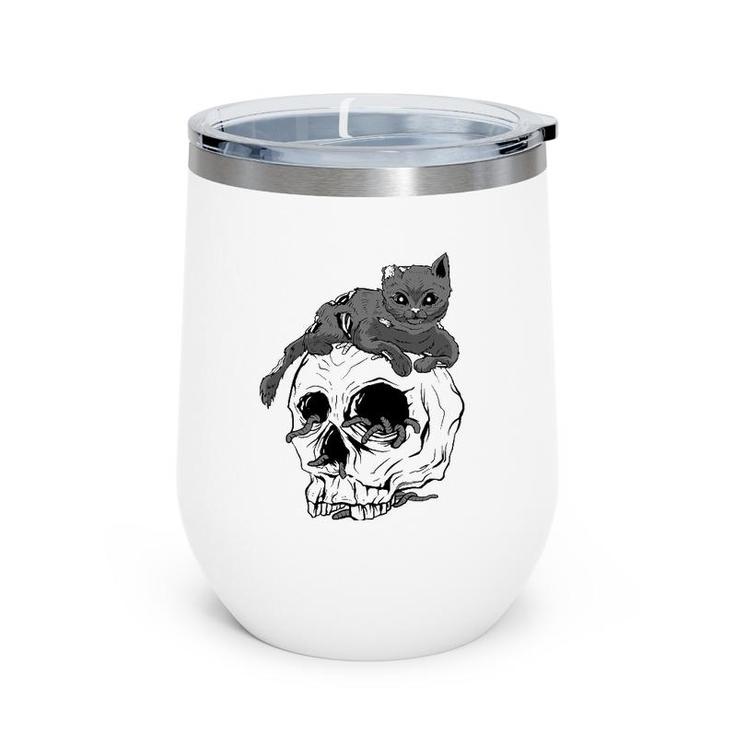 Cat Skull Occult Pagan Goth Gifts Wine Tumbler
