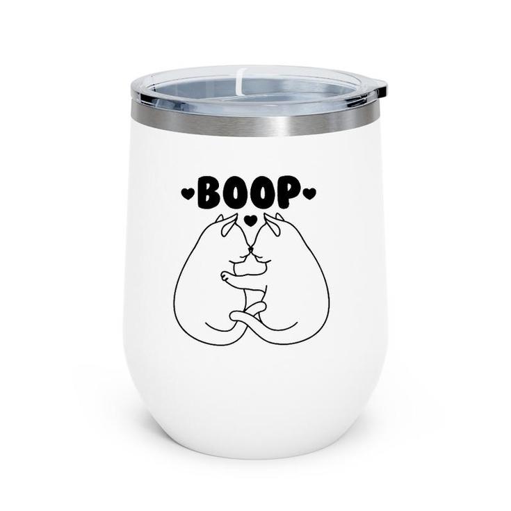 Cats Booping Noses Funny Cat Boop Wine Tumbler