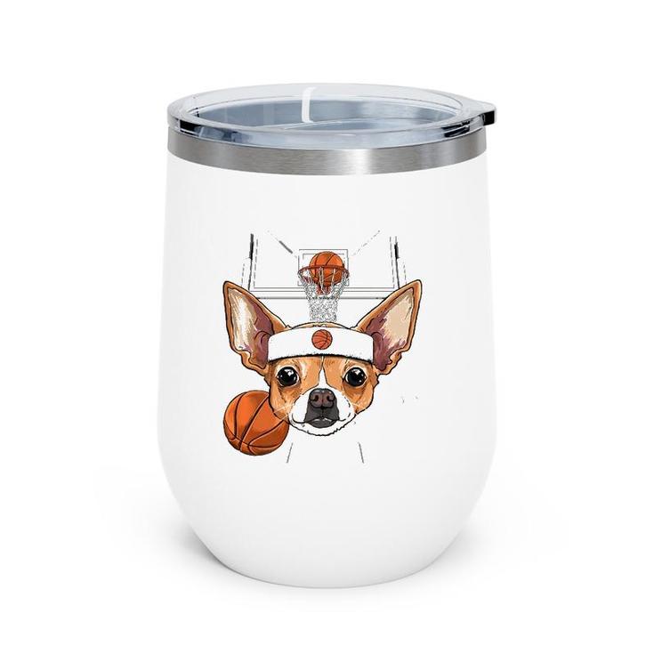 Chihuahua Basketball Dog Lovers Basketball Player  Wine Tumbler