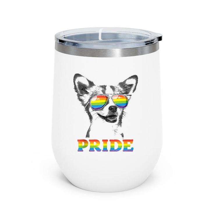 Chihuahua Gay Pride Lgbt Rainbow Flag Sunglasses Funny Lgbtq  Wine Tumbler