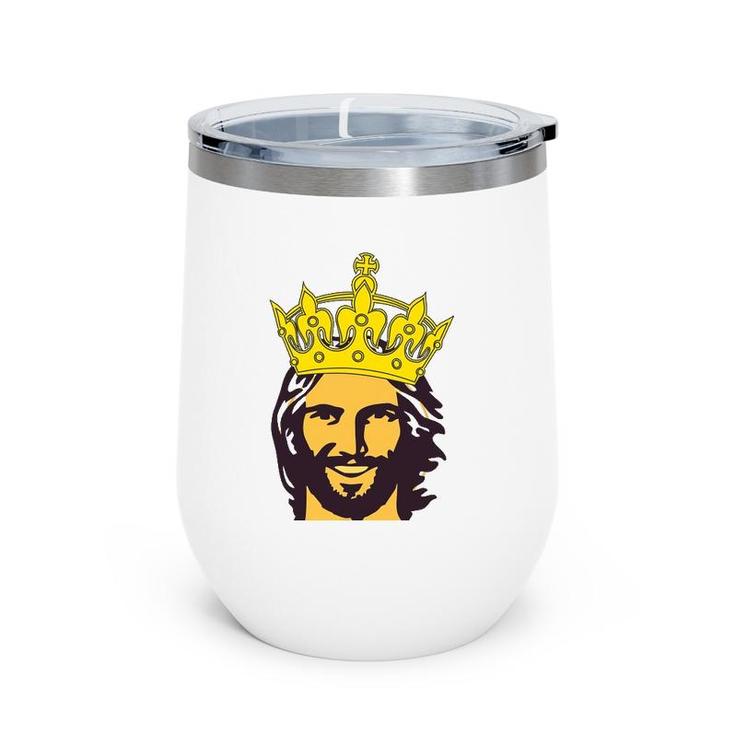Christian Faith Jesus With King Crown Design Wine Tumbler