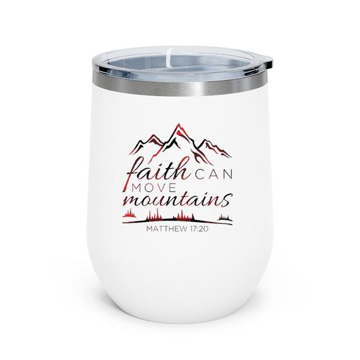 Christian Verse Gifts Women Mom Wife Faith Can Move Plaid Wine Tumbler