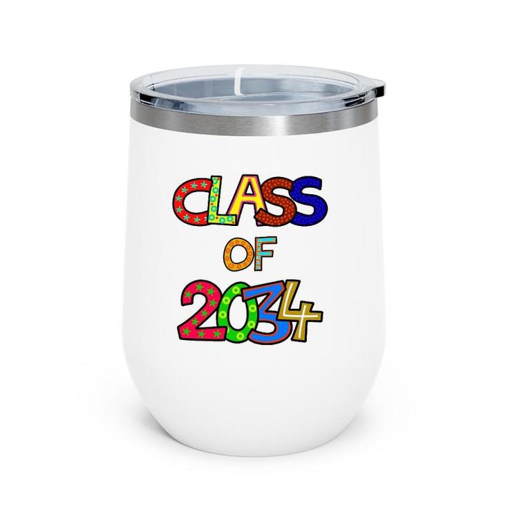 Class Of 2034 Preschool Graduation Pre-K Kindergarten Kids Wine Tumbler