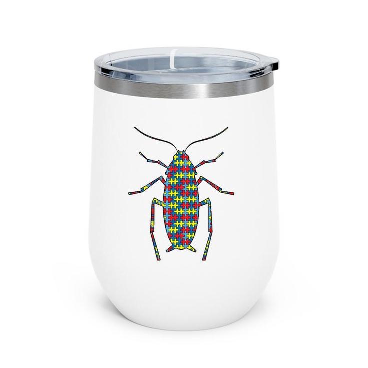 Cockroach Autism Awareness Kids Termite Puzzle Day Mom Gift Wine Tumbler