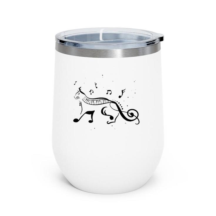 Cool Cat Treble Clef Music Funny Kitty Notes Musician Gift Wine Tumbler