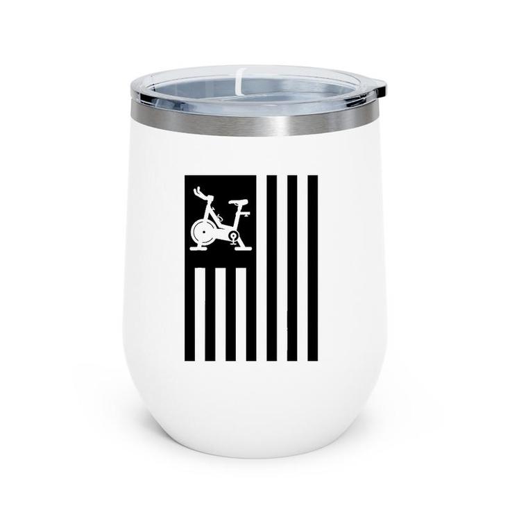 Cool Spin Class Bike American Flag Gym Workout Spinning Gift Wine Tumbler