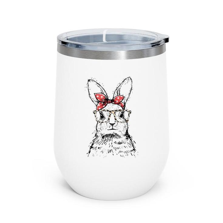 Cute Bunny With Leopard Glasses Cute Easter Tank Top Wine Tumbler