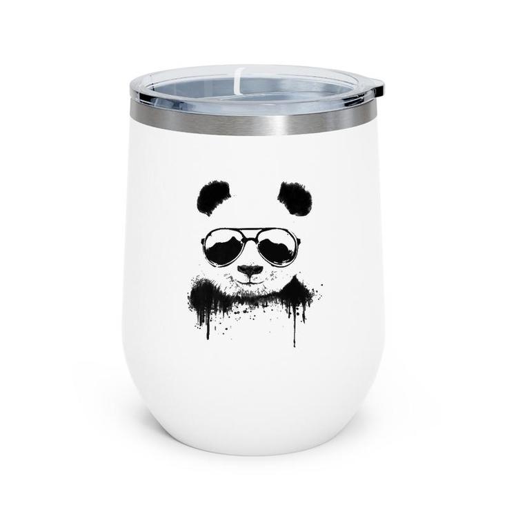 Cute Giant Panda, Bear With Sunglasses Wine Tumbler