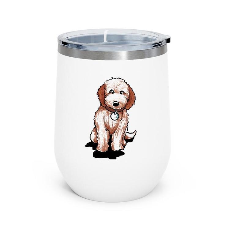 Cute Goldendoodle Puppy Gift Golden Doodle Pullover Wine Tumbler