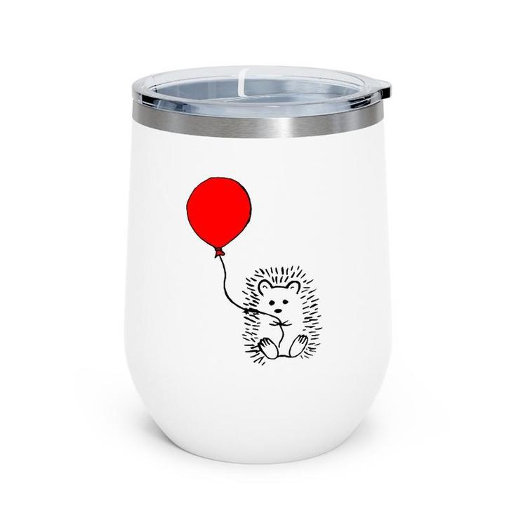 Cute Hedgehog With Red Balloon  - The Perfect Birthday Wine Tumbler