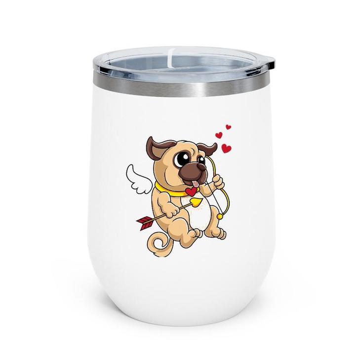 Cute Pug Valentine's Day  Cupid Pug Dog Love Wine Tumbler