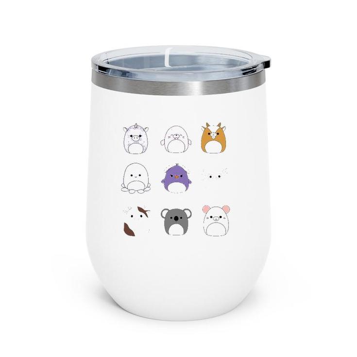 Cute Unicorn Set Card Squishmallow Wine Tumbler