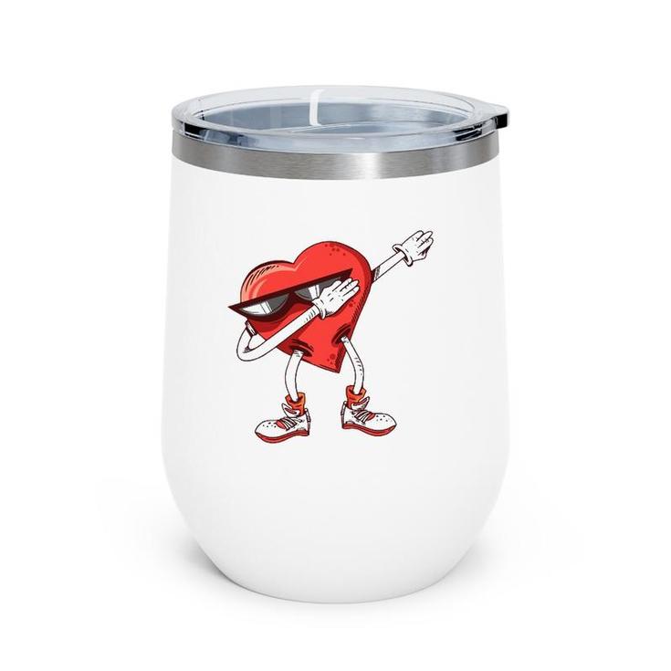 Dabbing Heart Dab Pose Valentines Day Gift For Kids Wine Tumbler