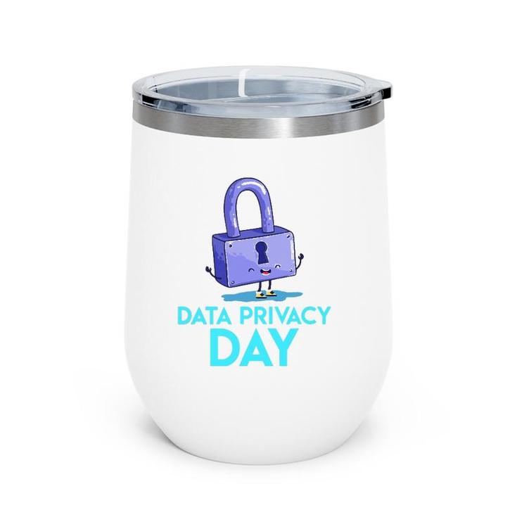 Data Protection Day Happy Padlock Data Privacy Wine Tumbler